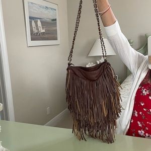 Brown fringe bag